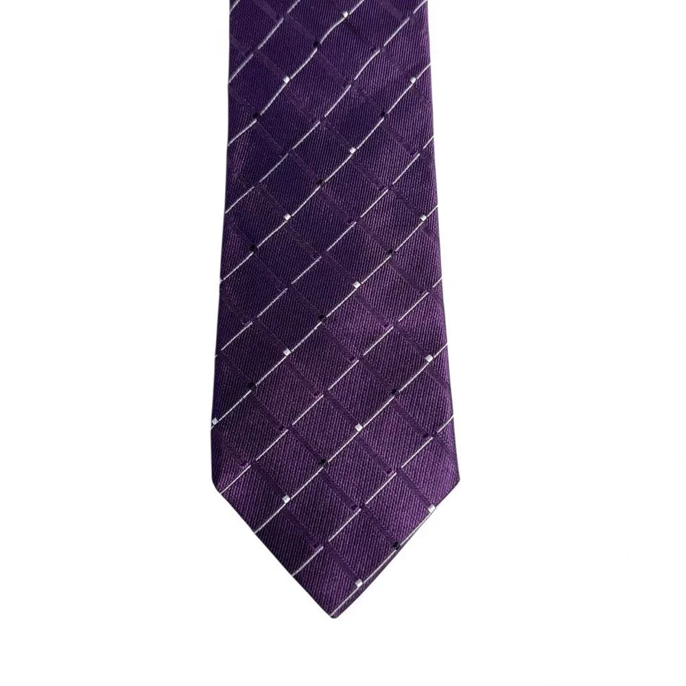Murano Mens Silk Tie Striped Quiet Luxury Old Money Formal Career Purple